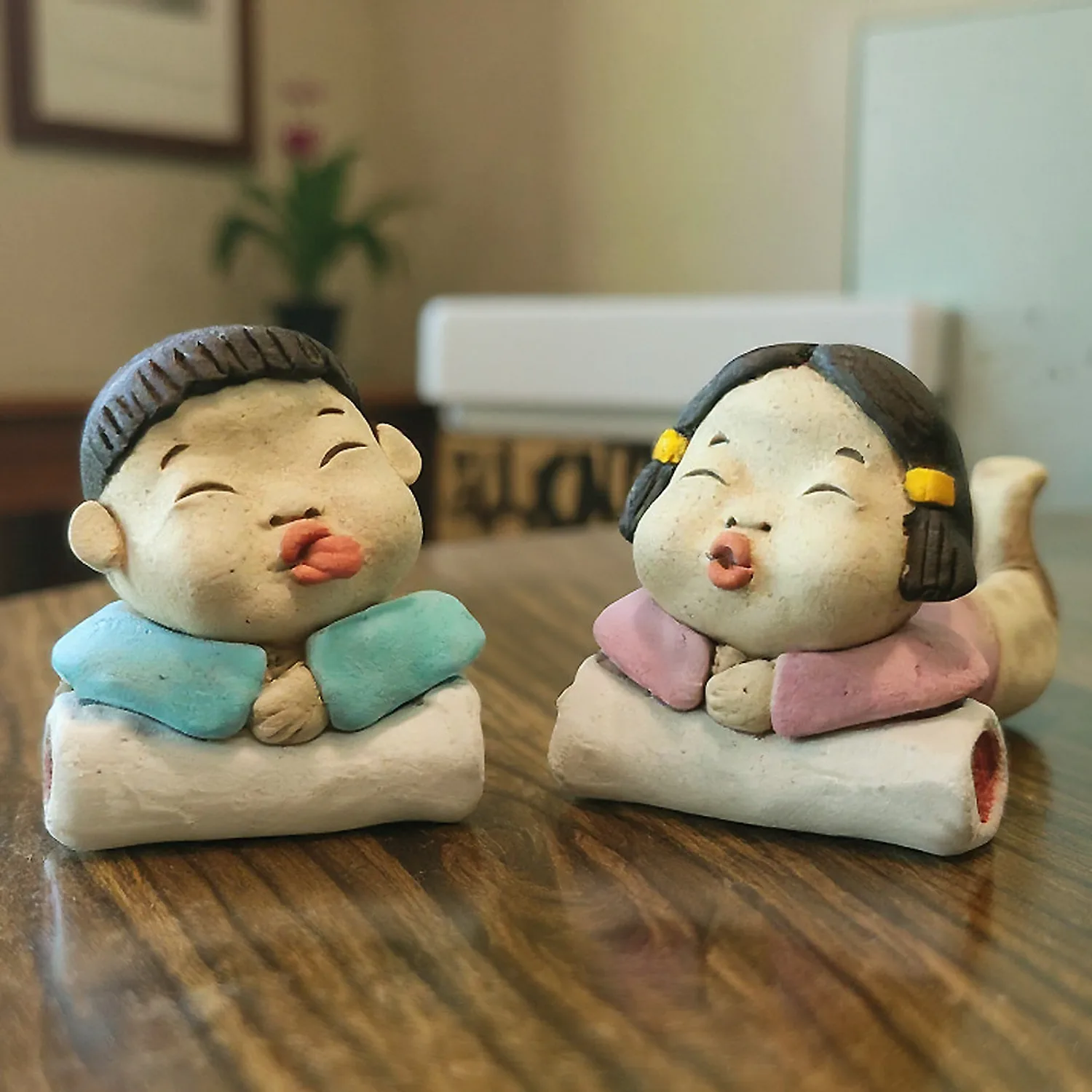 Korean Pillow Friends Miniature Traditional Pottery Dolls